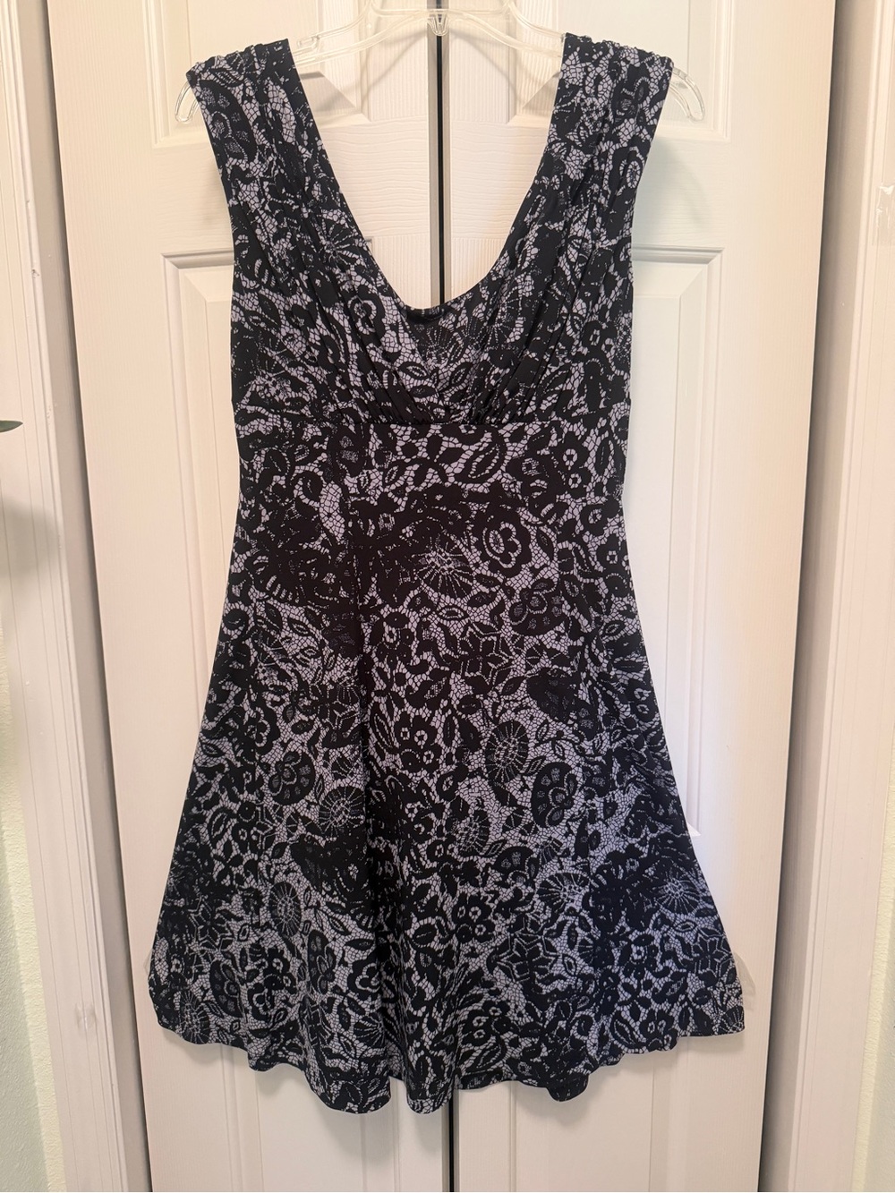 Calvin Klein Sleeveless A-line Fit & Flare Stretch Fit Lacy Scoop Neck Dress